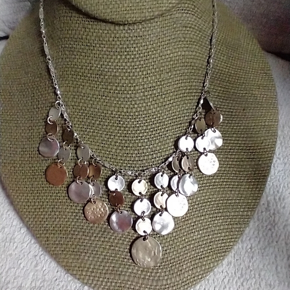 Two tone silver gold coin necklace - Picture 1 of 5